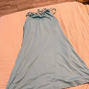 Sky Blue Strappy Tank Dress with Pockets